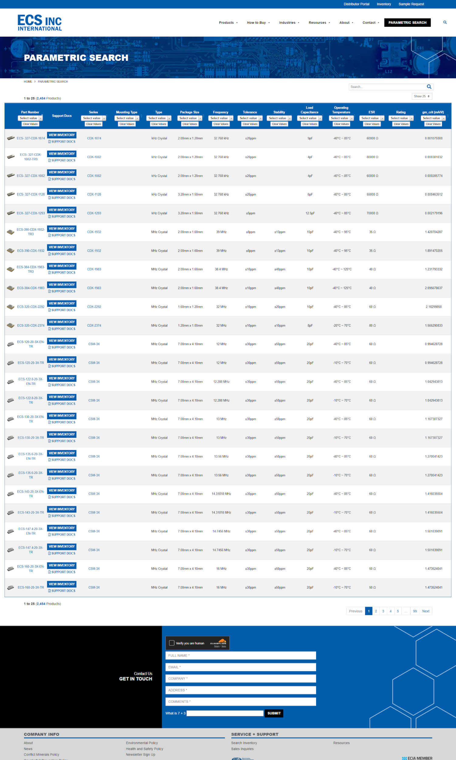 ecsxtal.parametric-search ECS Inc. International / Parametric Search