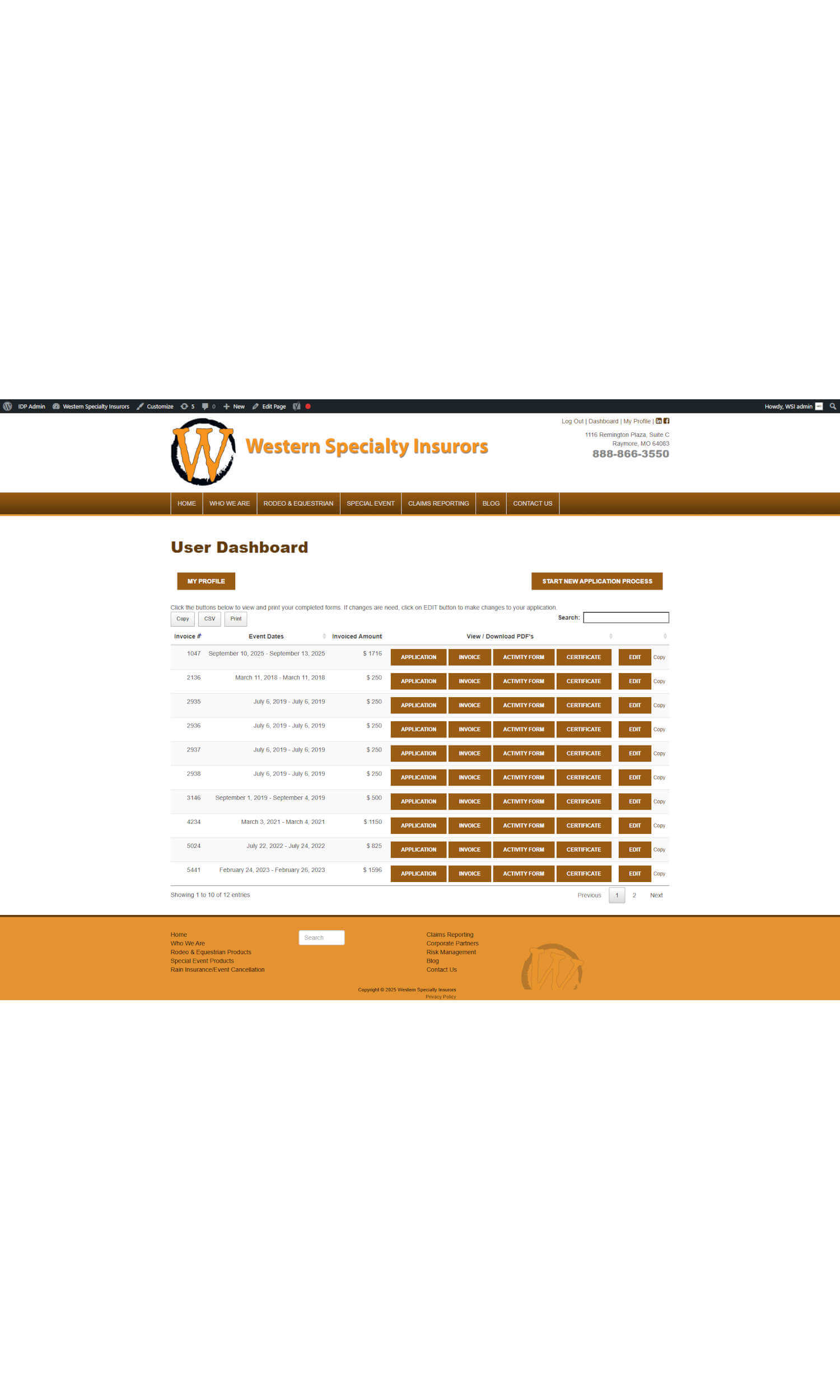 rodeoins.user-dashboard Western Specialty Insurers / User Dashboard